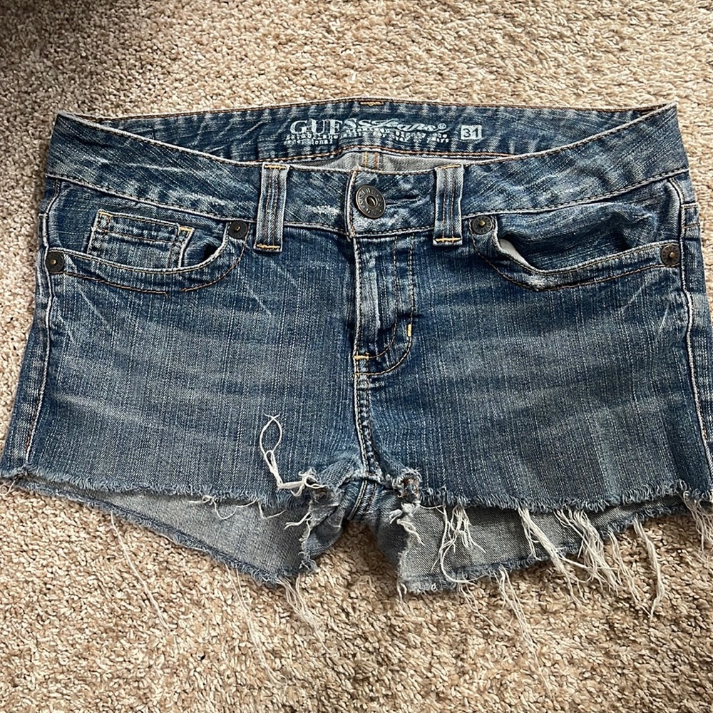 GUESS Jeans Low Rise Denim Cut Off Shorts